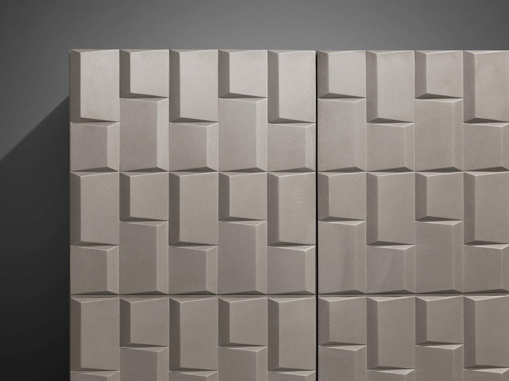 Brutalist Wall-Mounted Cabinet with Graphical Surface