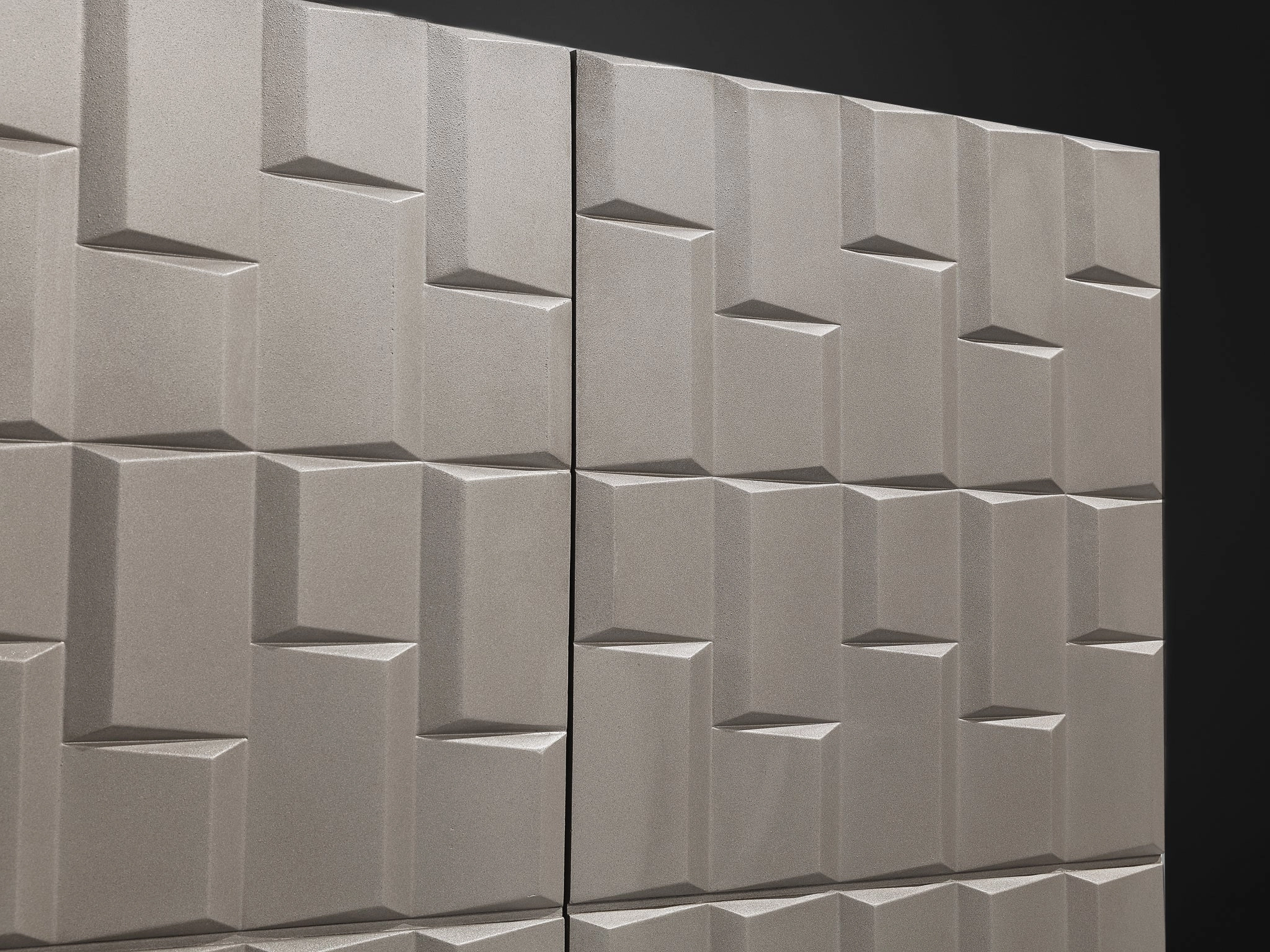 Brutalist Wall-Mounted Cabinet with Graphical Surface