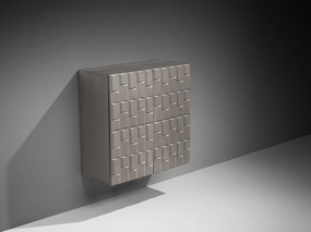 Brutalist Wall-Mounted Cabinet with Graphical Surface storage cabinet,organizer,furniture storage