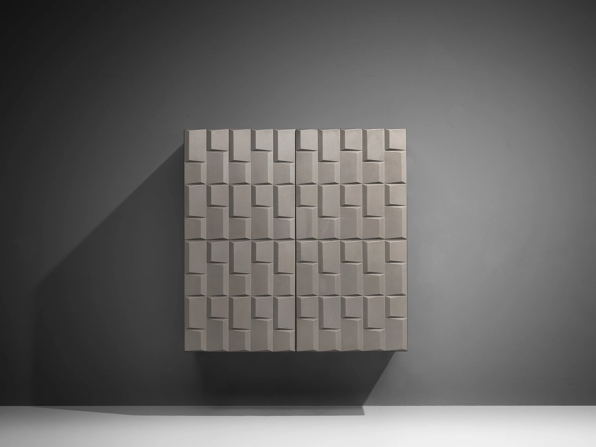 Brutalist Wall-Mounted Cabinet with Graphical Surface