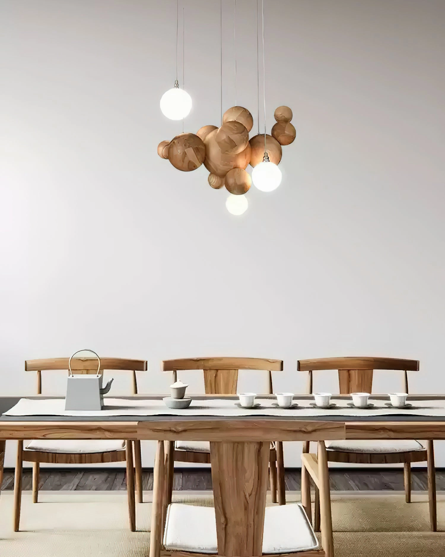 Bubble Wood Balls Chandelier