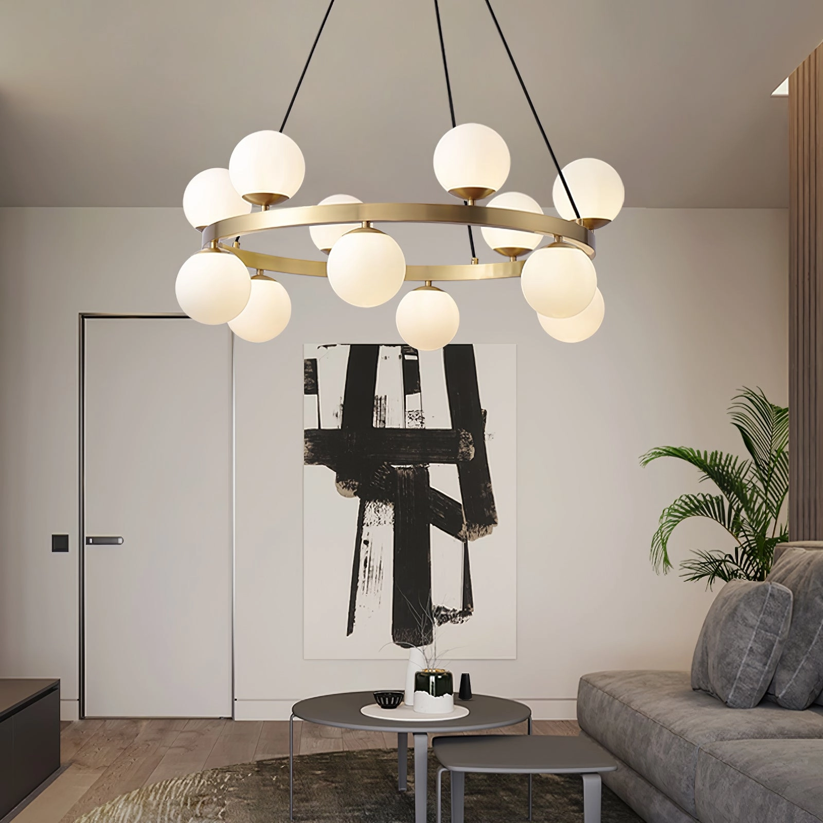 Bubbles Brass Ring Chandelier
