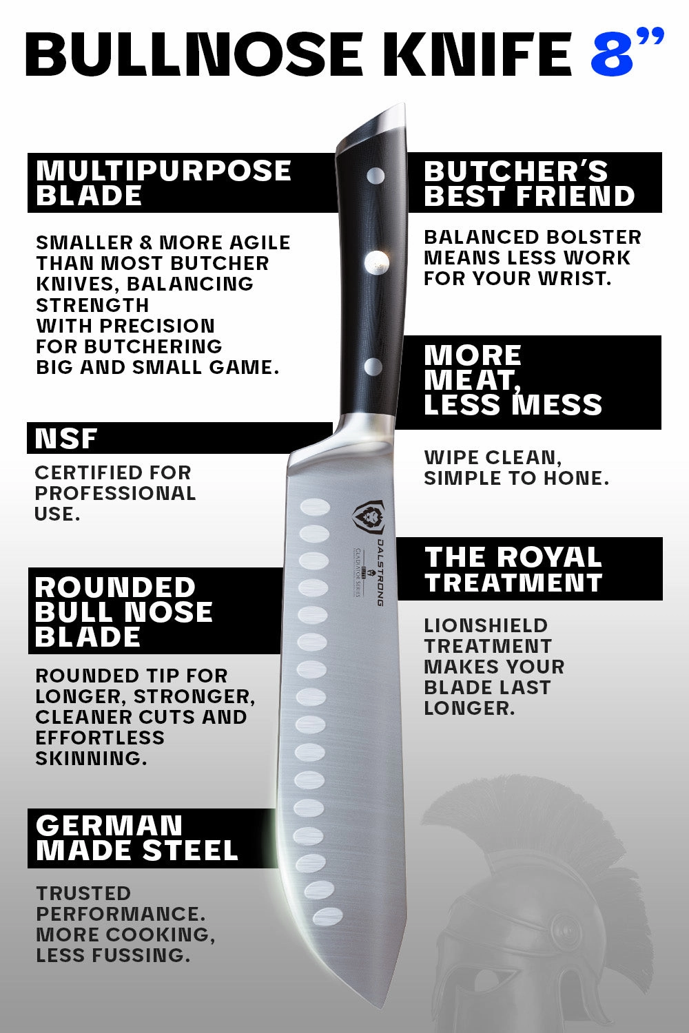Bull Nose Butcher & Breaking Knife 8" | Gladiator Series | NSF Certified | Dalstrong 
