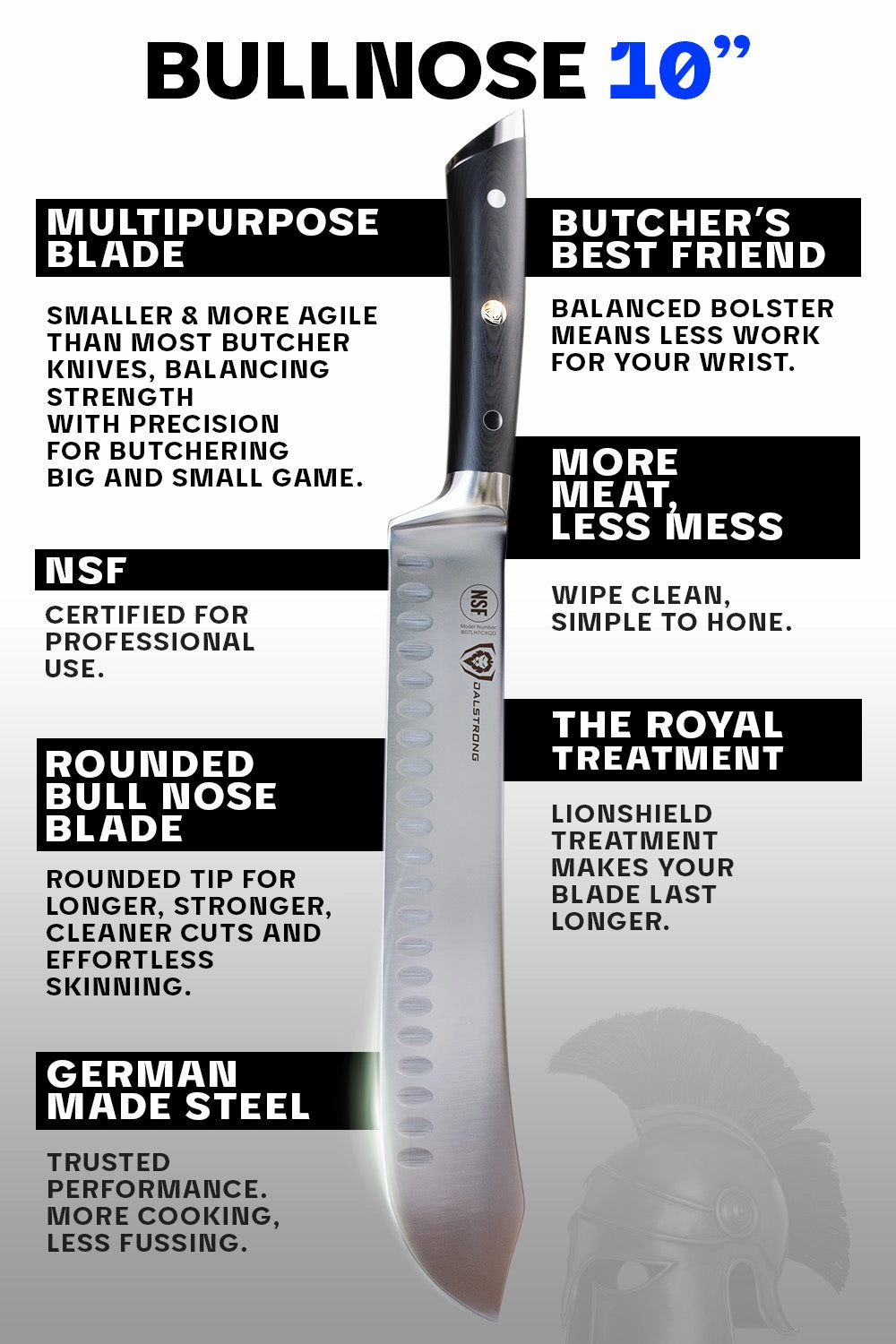 Bull Nose Butcher Knife 10" | Gladiator Series | NSF Certified | Dalstrong 