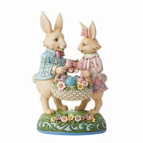 Bunny Couple with Basket Fig figurines,decorative figurines,home accents