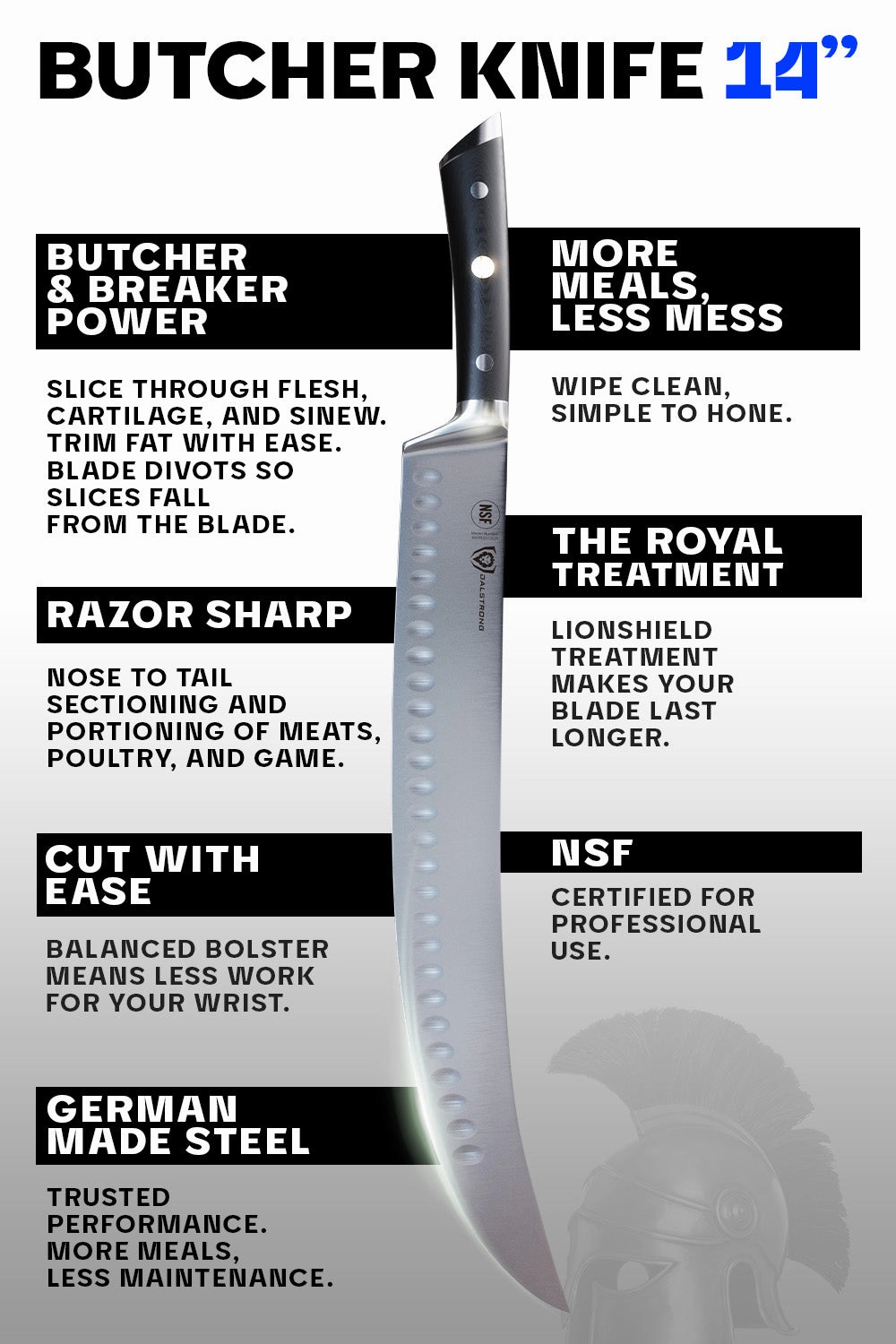 Butcher & Breaking Cimiter Knife 14" | Gladiator Series | NSF Certified | Dalstrong 