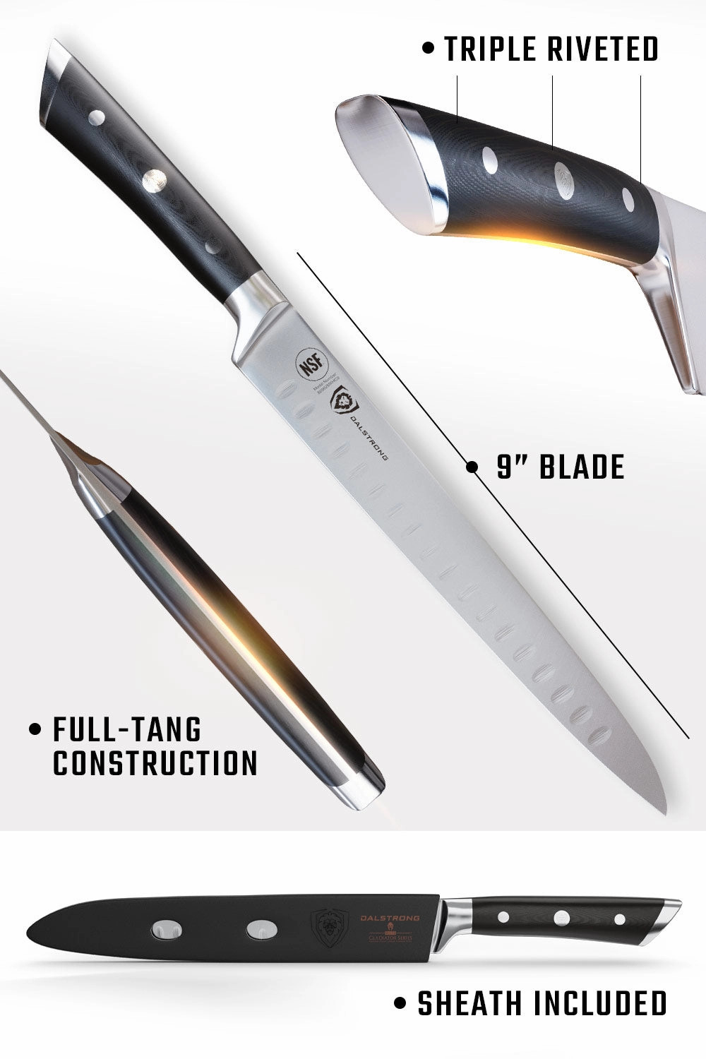 Carving Knife & Fork Set 9" | Gladiator Series | NSF Certified | Dalstrong 