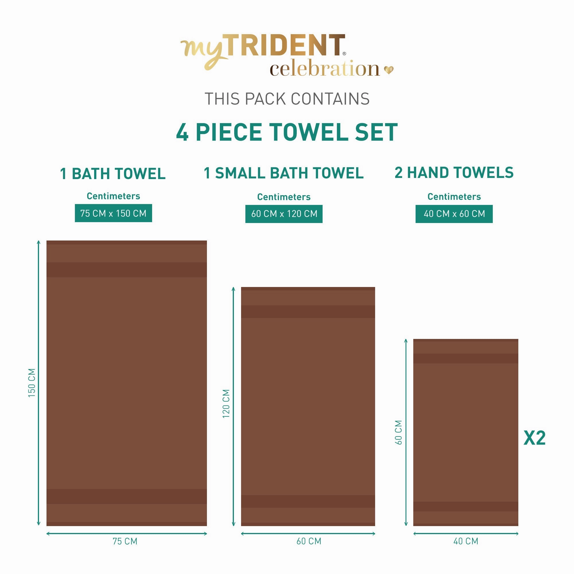 Celebration Caf Noir 4Pc Set Towel Gift Set, 450 Gsm, 100% Cotton, Solid
