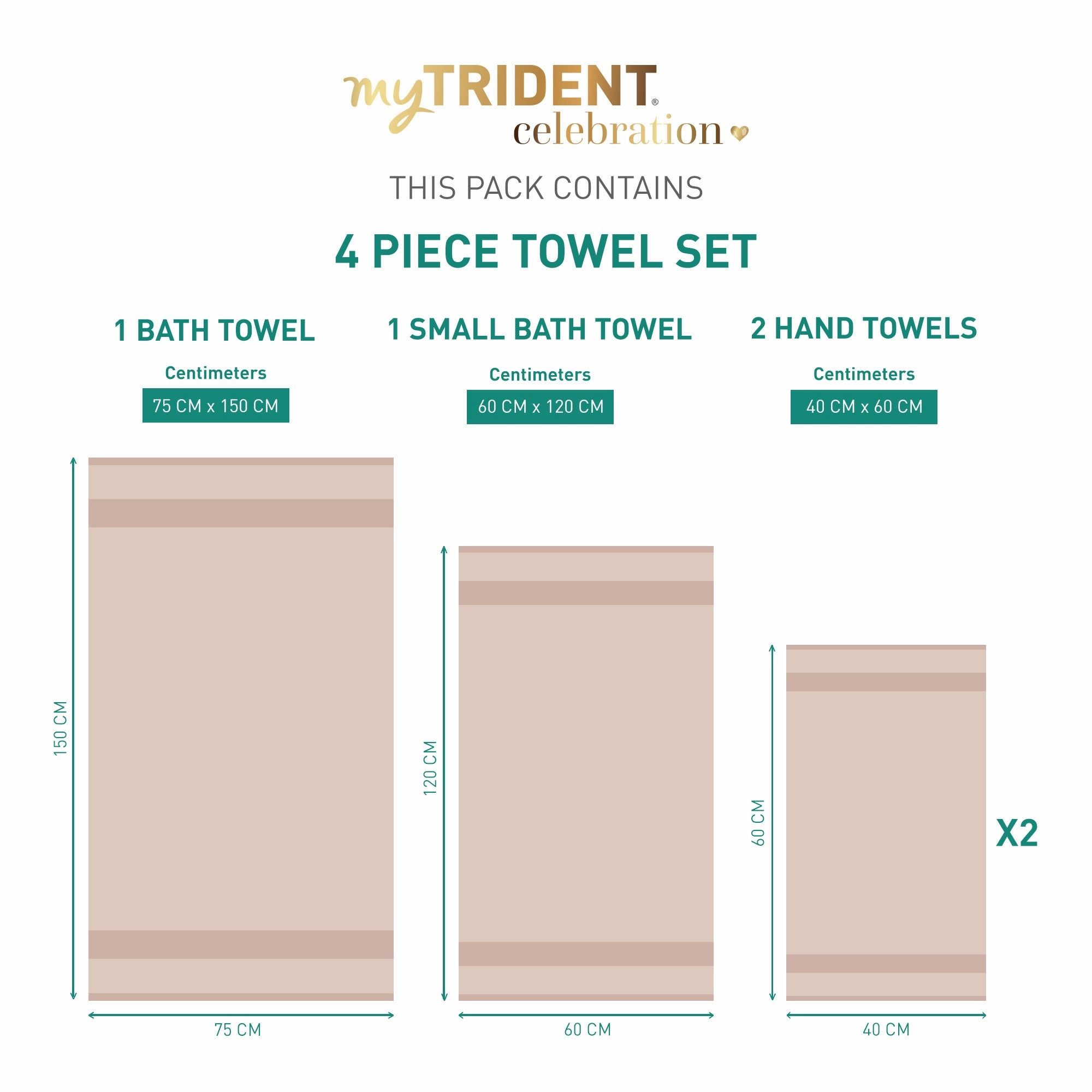 Celebration Nature Luxe 4Pc Set Towel Gift Set, 450 Gsm, 100% Cotton, Solid