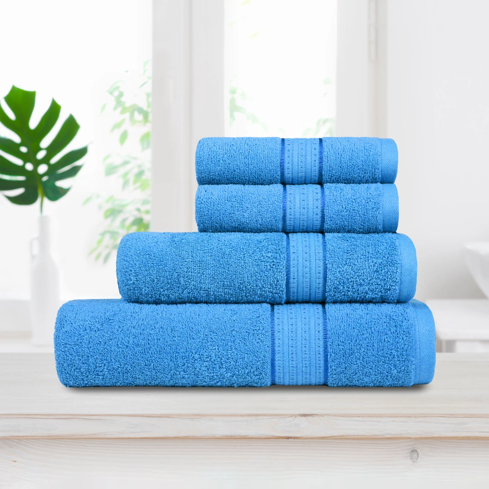 Celebration Perfect Blue 4Pc Set Towel Gift Set, 450 Gsm, 100% Cotton, Solid bath towels,soft towels,bathroom textiles