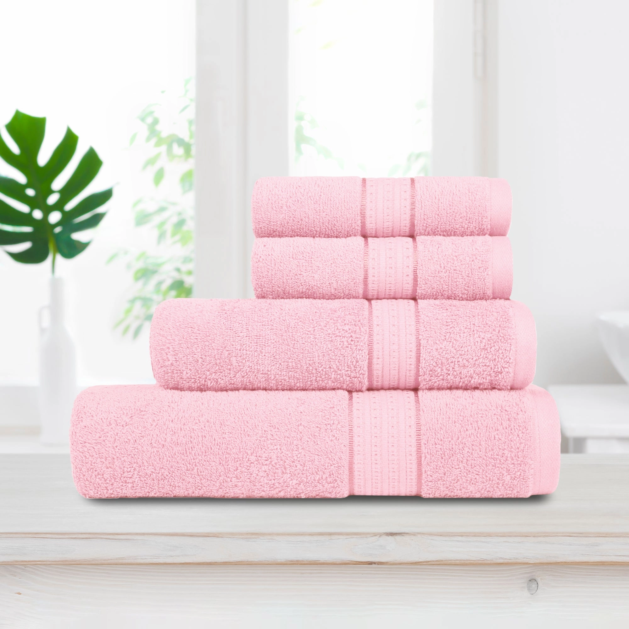 Celebration Powder Pink 4Pc Set Towel Gift Set, 450 Gsm, 100% Cotton, Solid bath towels,soft towels,bathroom textiles