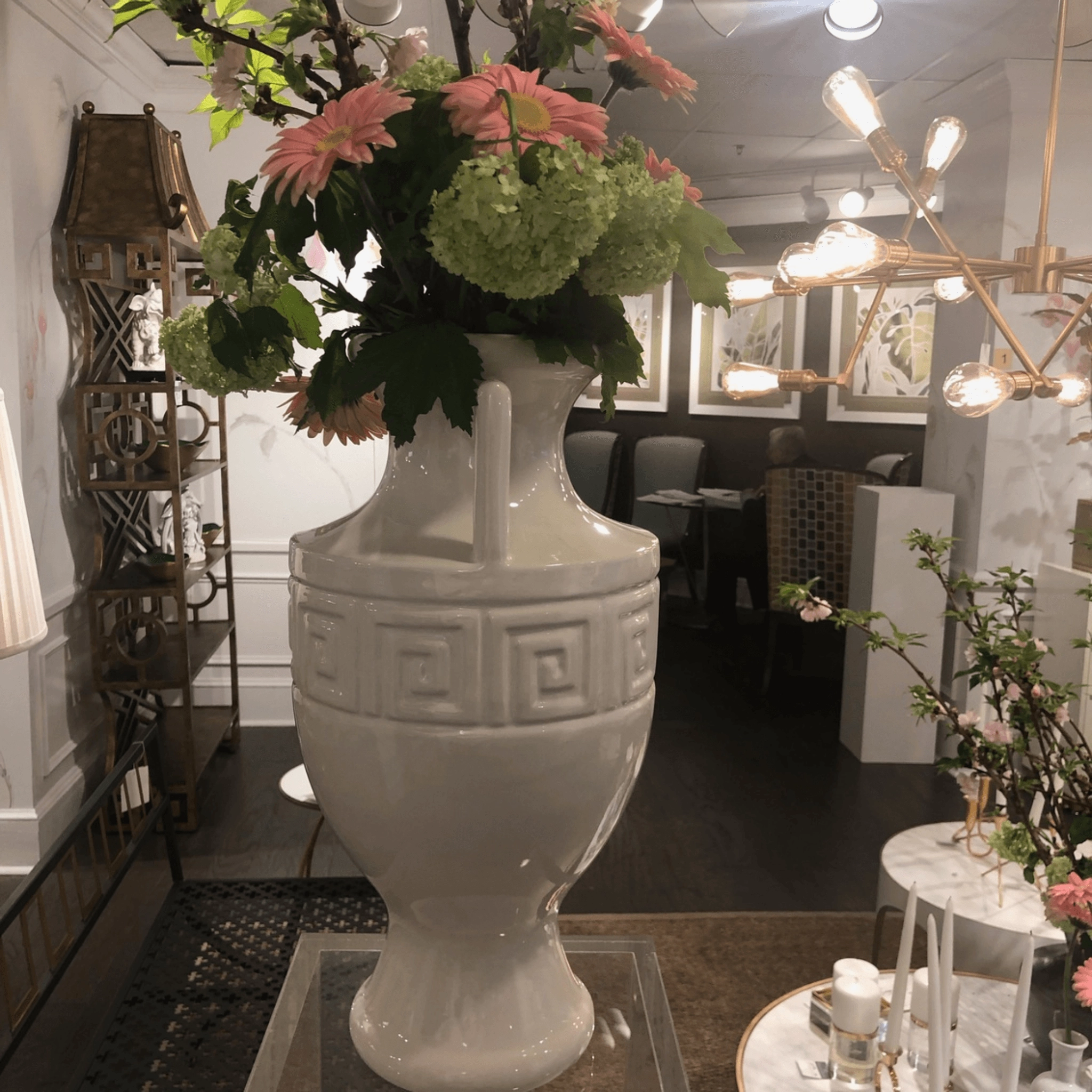 Ceramic Grecian Urn in White