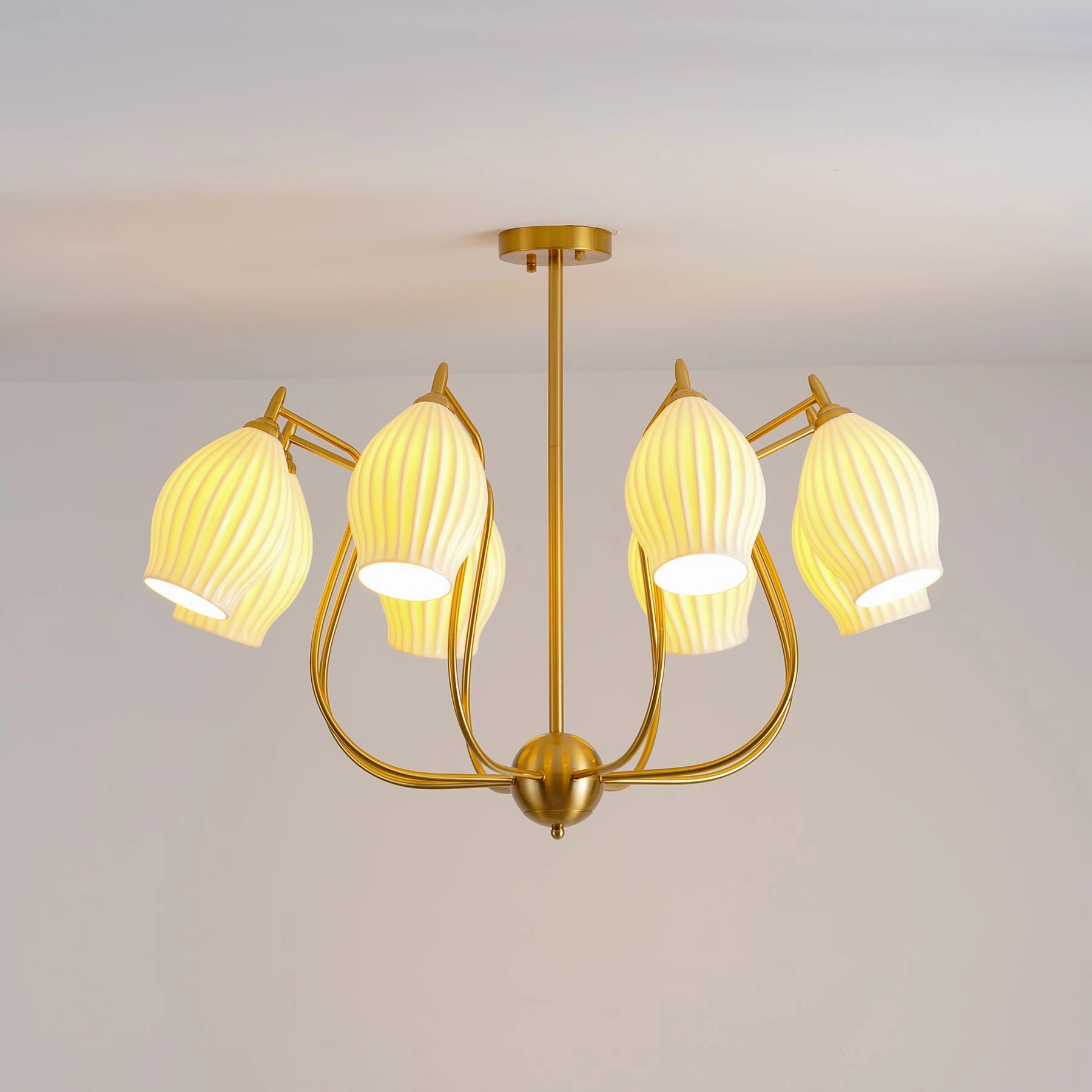 Ceramic Ribbed Chandelier