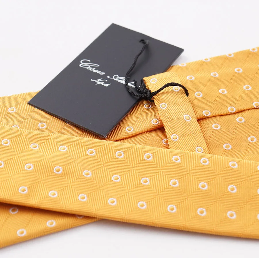 Cesare Attolini Golden Yellow Woven Silk Tie Clothing_Cesare-Attolini