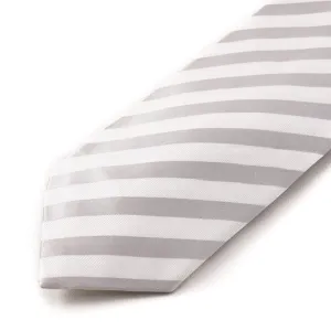 Cesare Attolini Silver and White Striped Silk Tie Clothing_Cesare-Attolini