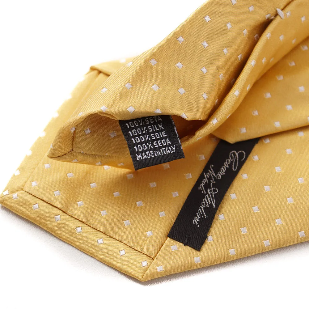 Cesare Attolini Yellow Jacquard Dot Silk Tie Clothing_Cesare-Attolini