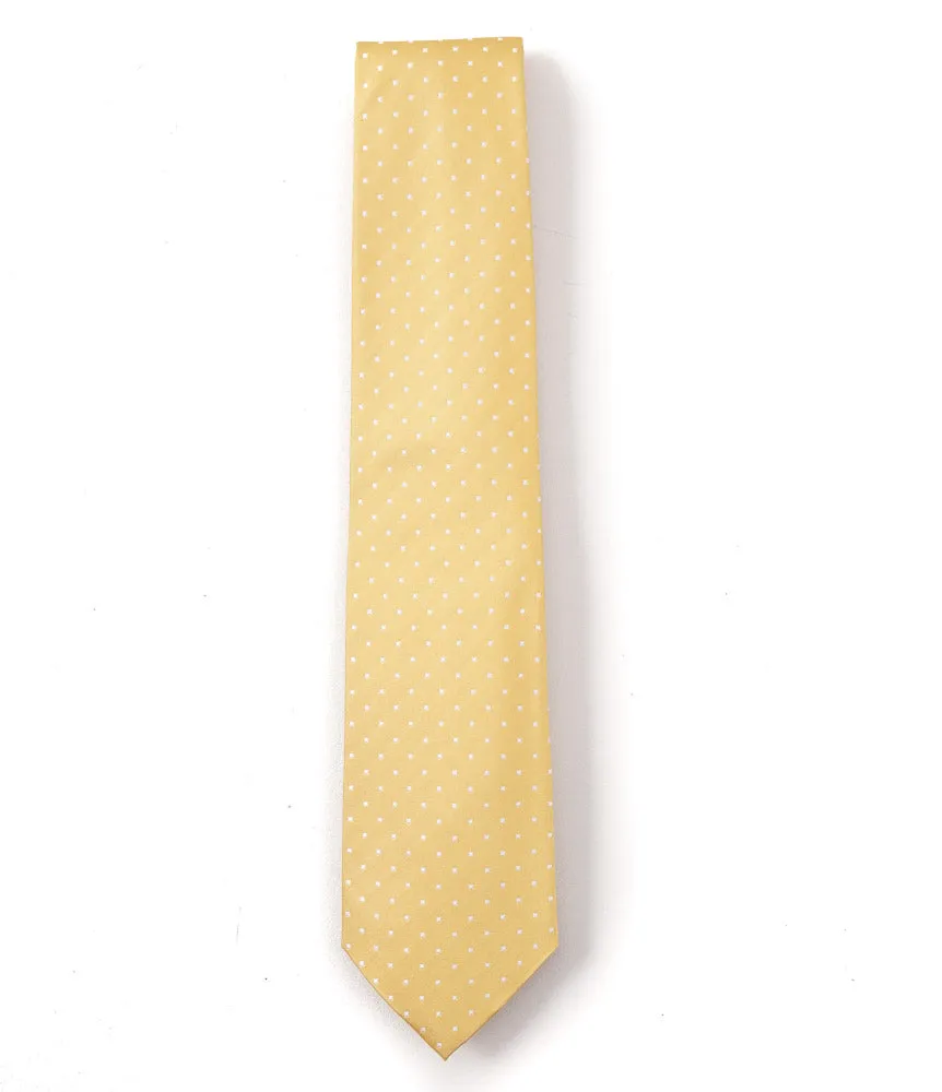 Cesare Attolini Yellow Jacquard Dot Silk Tie Clothing_Cesare-Attolini
