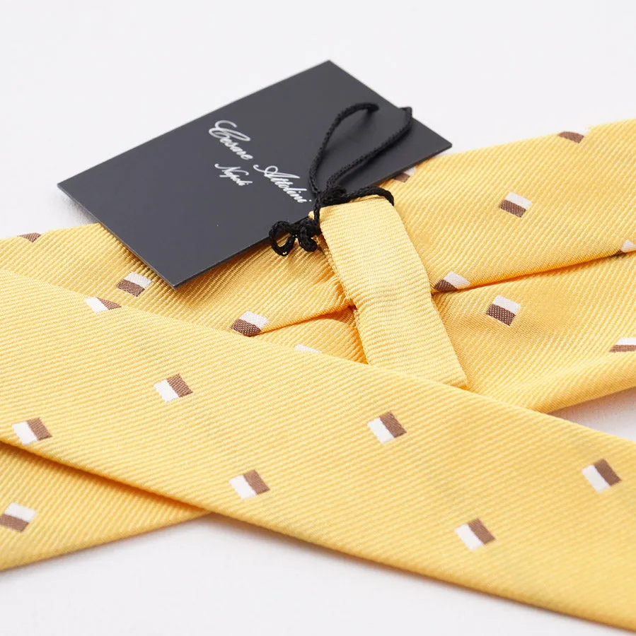 Cesare Attolini Yellow Jacquard Silk Tie Clothing_Cesare-Attolini