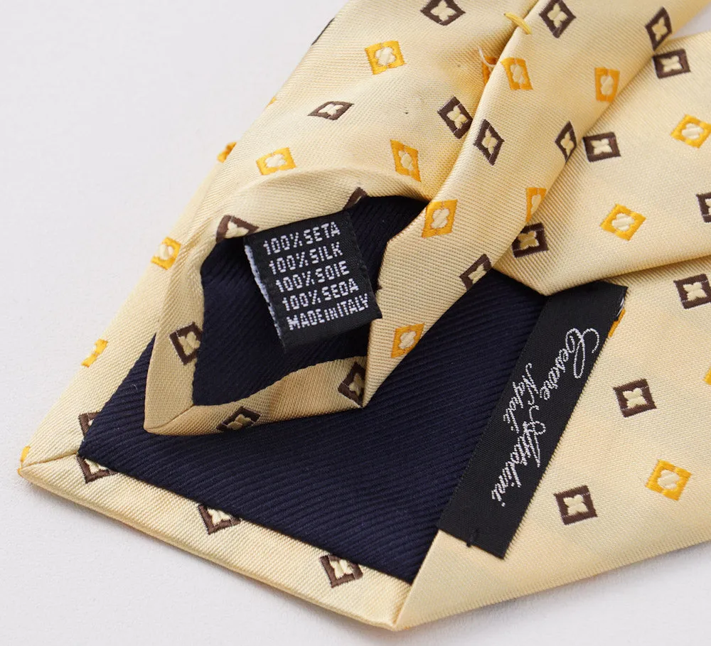 Cesare Attolini Yellow Jacquard Silk Tie Clothing_Cesare-Attolini