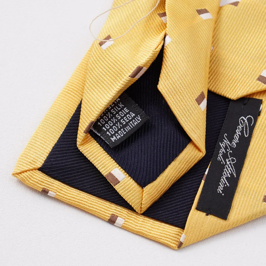 Cesare Attolini Yellow Jacquard Silk Tie Clothing_Cesare-Attolini