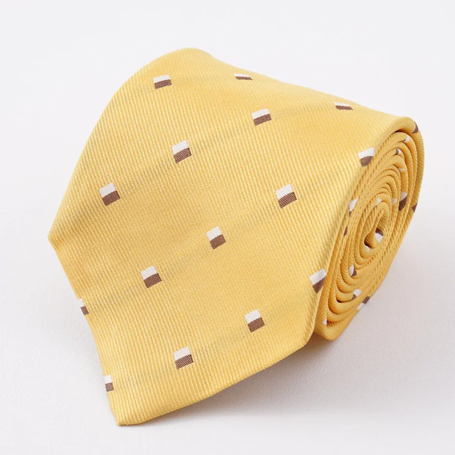 Cesare Attolini Yellow Jacquard Silk Tie Clothing_Cesare-Attolini