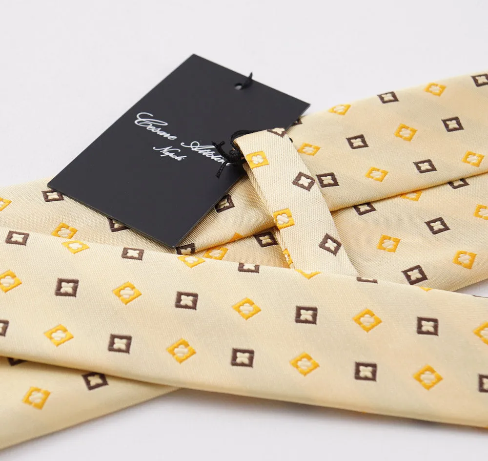 Cesare Attolini Yellow Jacquard Silk Tie Clothing_Cesare-Attolini