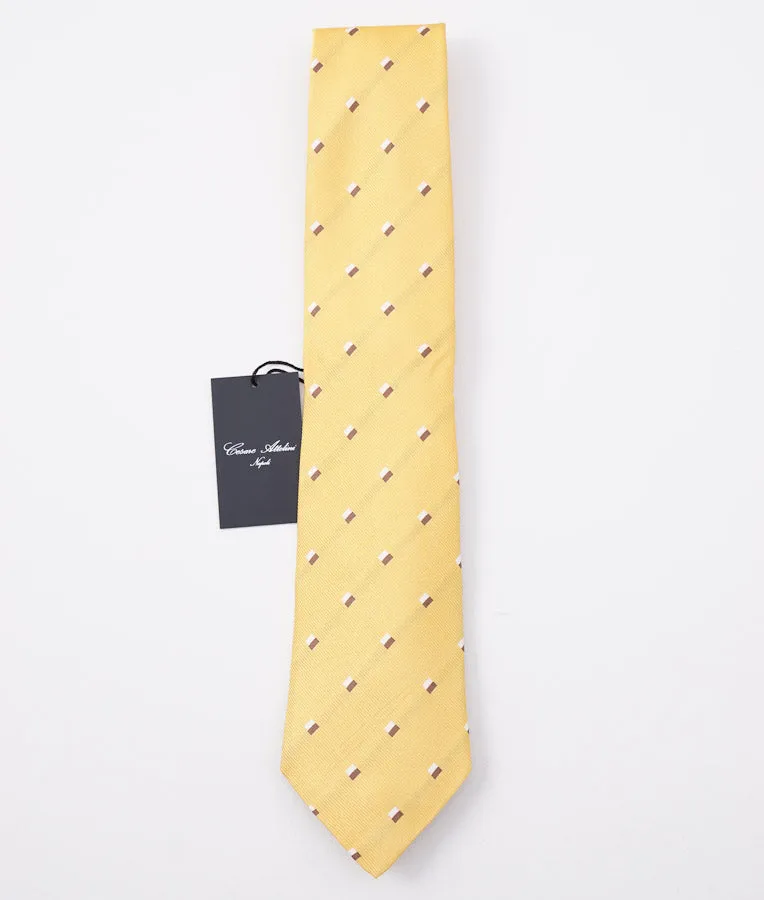 Cesare Attolini Yellow Jacquard Silk Tie Clothing_Cesare-Attolini