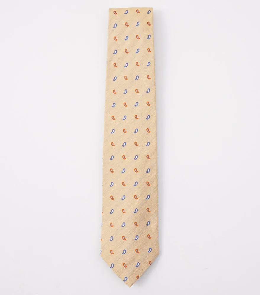 Cesare Attolini Yellow Mini Paisley Silk Tie Clothing_Cesare-Attolini