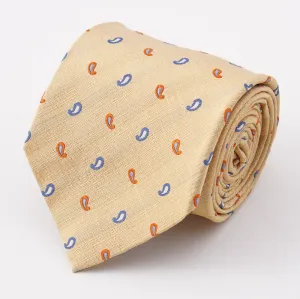 Cesare Attolini Yellow Mini Paisley Silk Tie Clothing_Cesare-Attolini