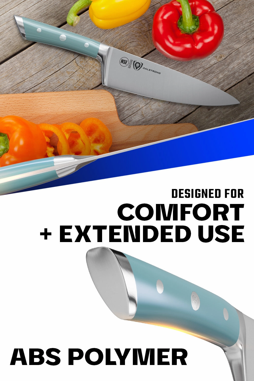 Chef Knife 8" | Aegean Teal Handle | Gladiator Series | NSF Certified | Dalstrong 