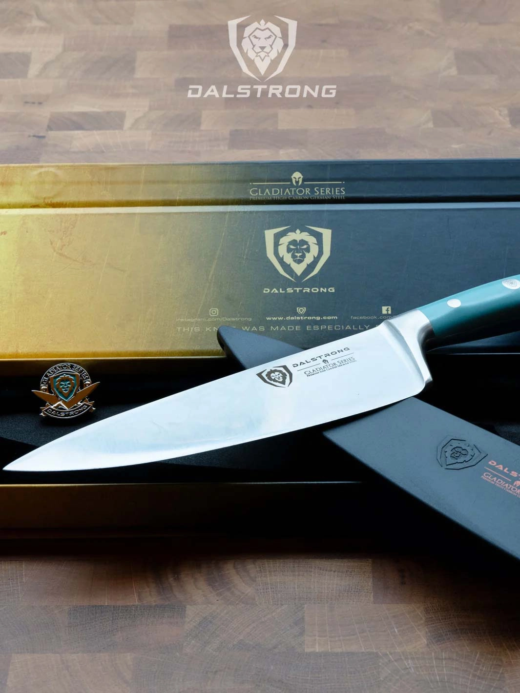 Chef Knife 8" | Aegean Teal Handle | Gladiator Series | NSF Certified | Dalstrong 