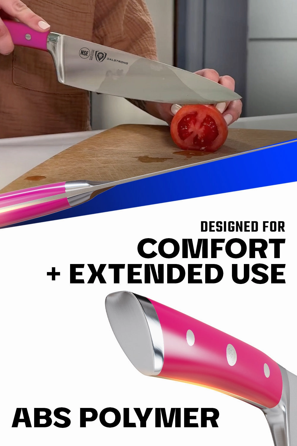 Chef Knife 8" | Fuchsia ABS Handle | Gladiator Series | NSF Certified | Dalstrong 