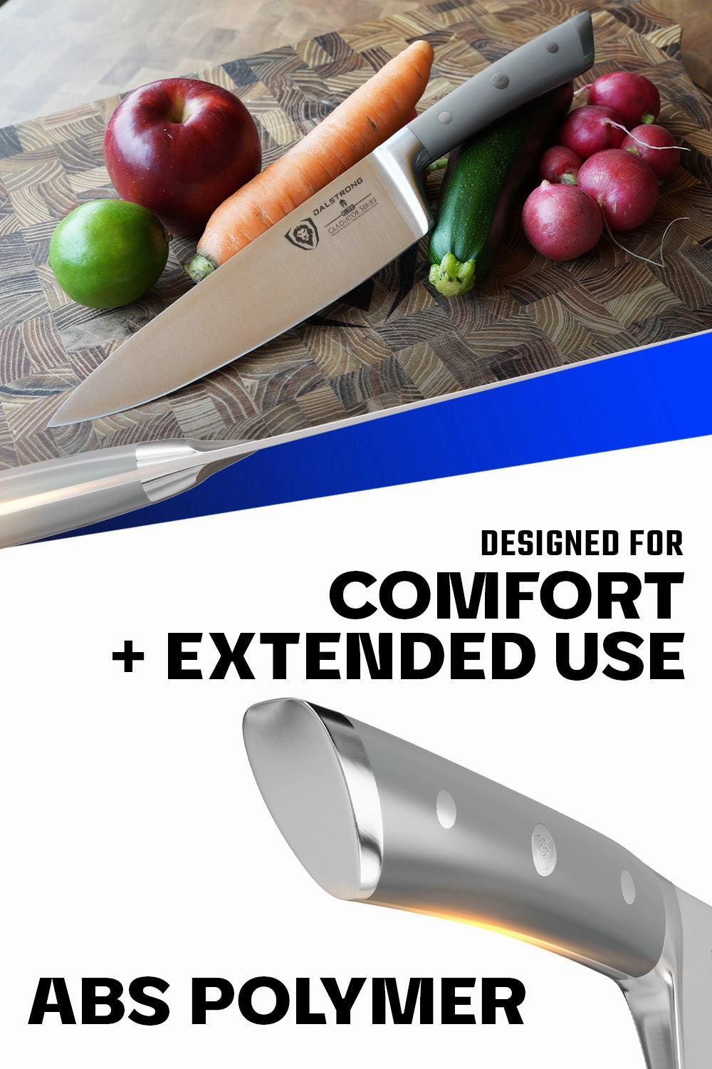 Chef Knife 8" | Grey ABS Handle | Gladiator Series | NSF Certified | Dalstrong 