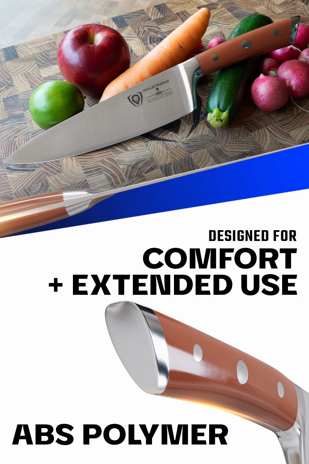 Chef Knife 8" | Orange ABS Handle | Gladiator Series | NSF Certified | Dalstrong 