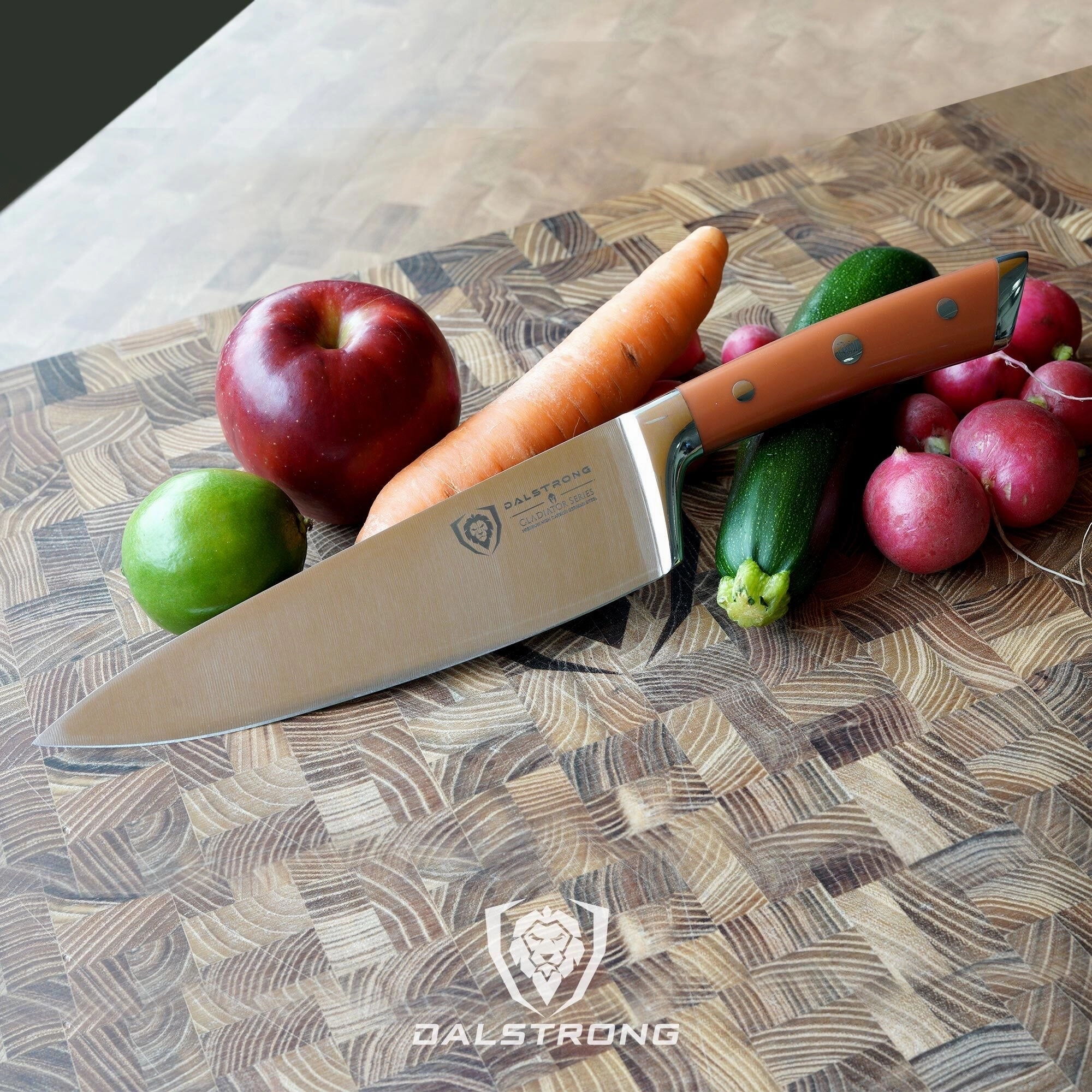Chef Knife 8" | Orange ABS Handle | Gladiator Series | NSF Certified | Dalstrong 