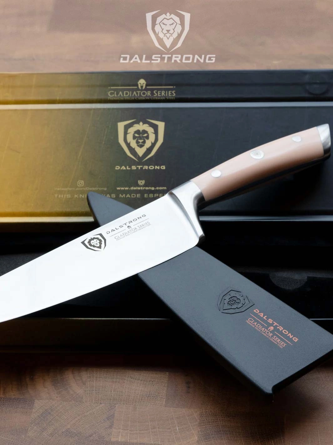 Chef Knife 8" | Peach Handle | Gladiator Series | NSF Certified | Dalstrong 