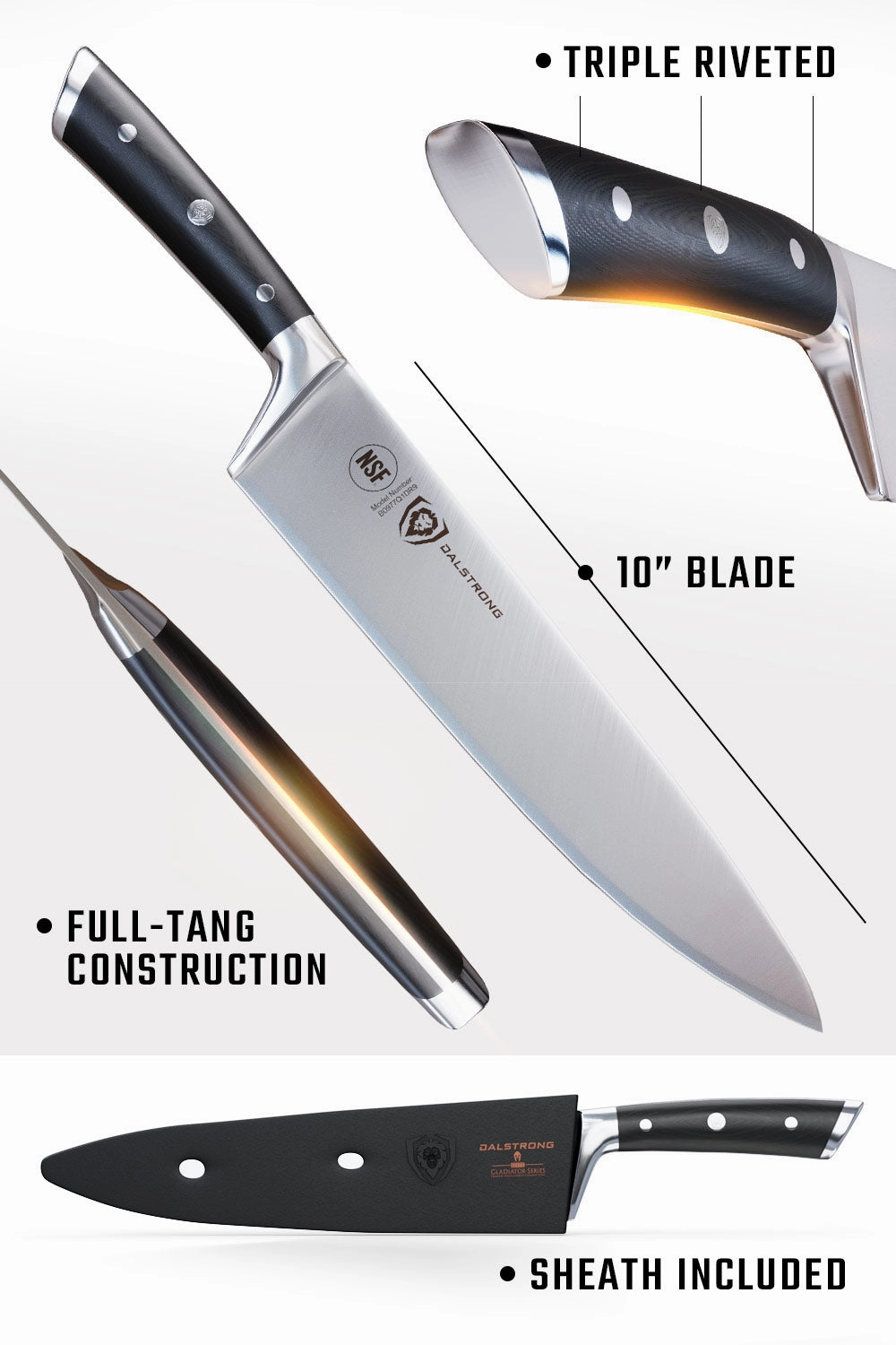 Chef's Knife 10" | Gladiator Series | NSF Certified | Dalstrong 