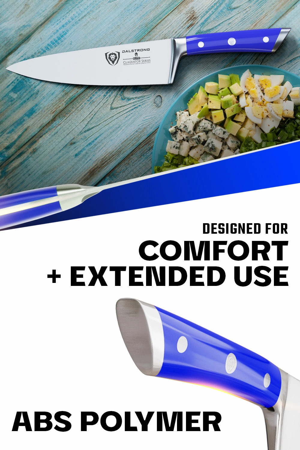 Chef's Knife 8" | Blue Handle | Gladiator Series | NSF Certified | Dalstrong 