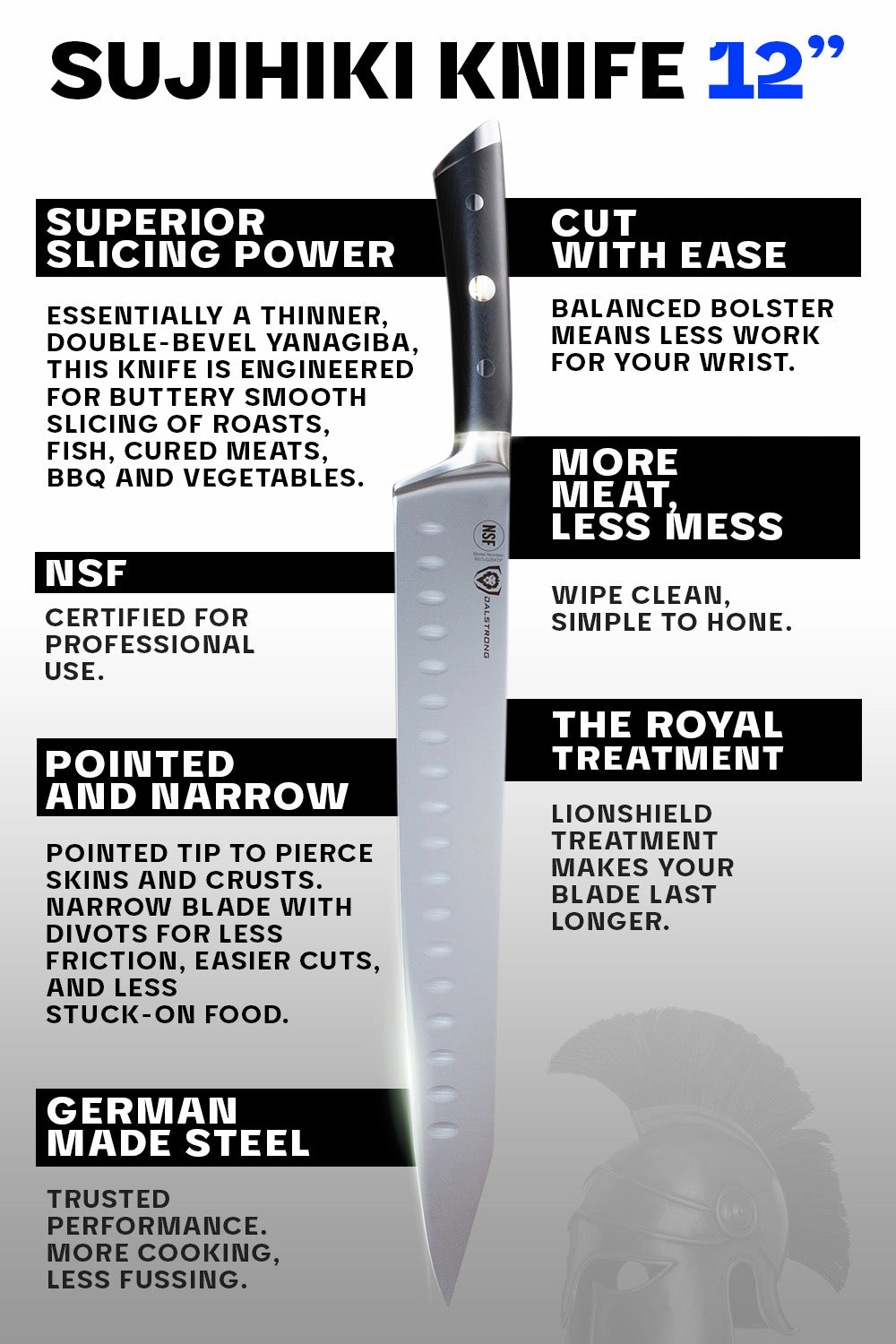 Chef's Knife & Sujihiki Hybrid 12" | Kitchen Gladius | Gladiator Series | NSF Certified | Dalstrong 