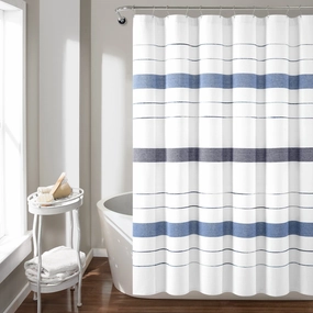 Chic Stripe Yarn Dyed Eco-Friendly Recycled Cotton Blend Shower Curtain shower curtain,bath curtain,bathroom decor