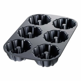 Chicago Metallic 50624 Fluted Muffin Bundt Pan, Sheet of 6 baking tools,cake baking,kitchen gadgets