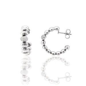 Chimento Jewellery Chimento Armillas Acqua 18ct White Gold 0.13ct Diamond Hoop Earrings