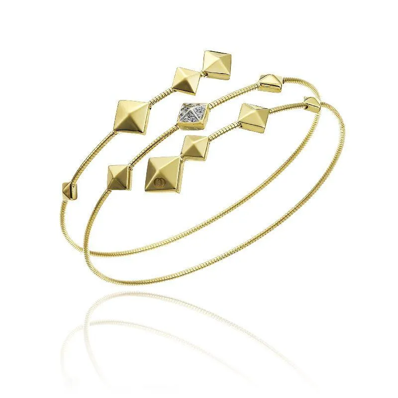 Chimento Jewellery Chimento Armillas Pyramis 18ct Yellow Gold Diamond Spiral Bangle