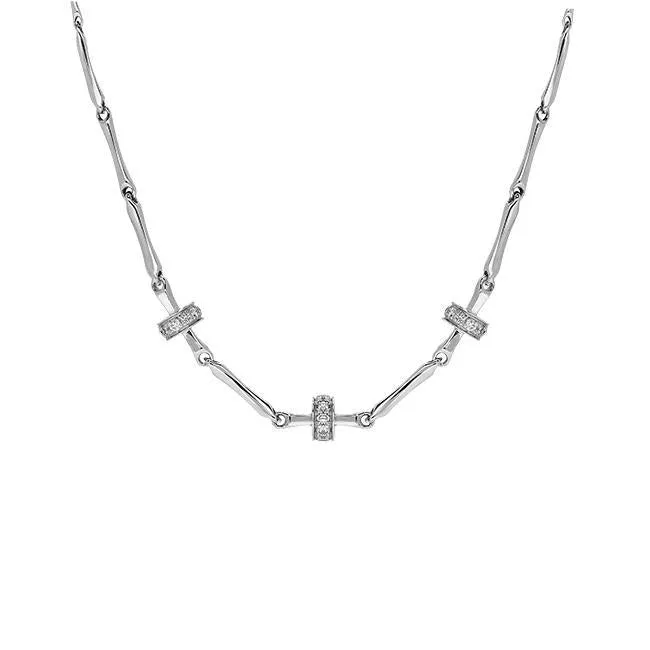 Chimento Jewellery Chimento Bamboo 18ct White Gold 0.15ct Diamond Triple Rondelle Necklace