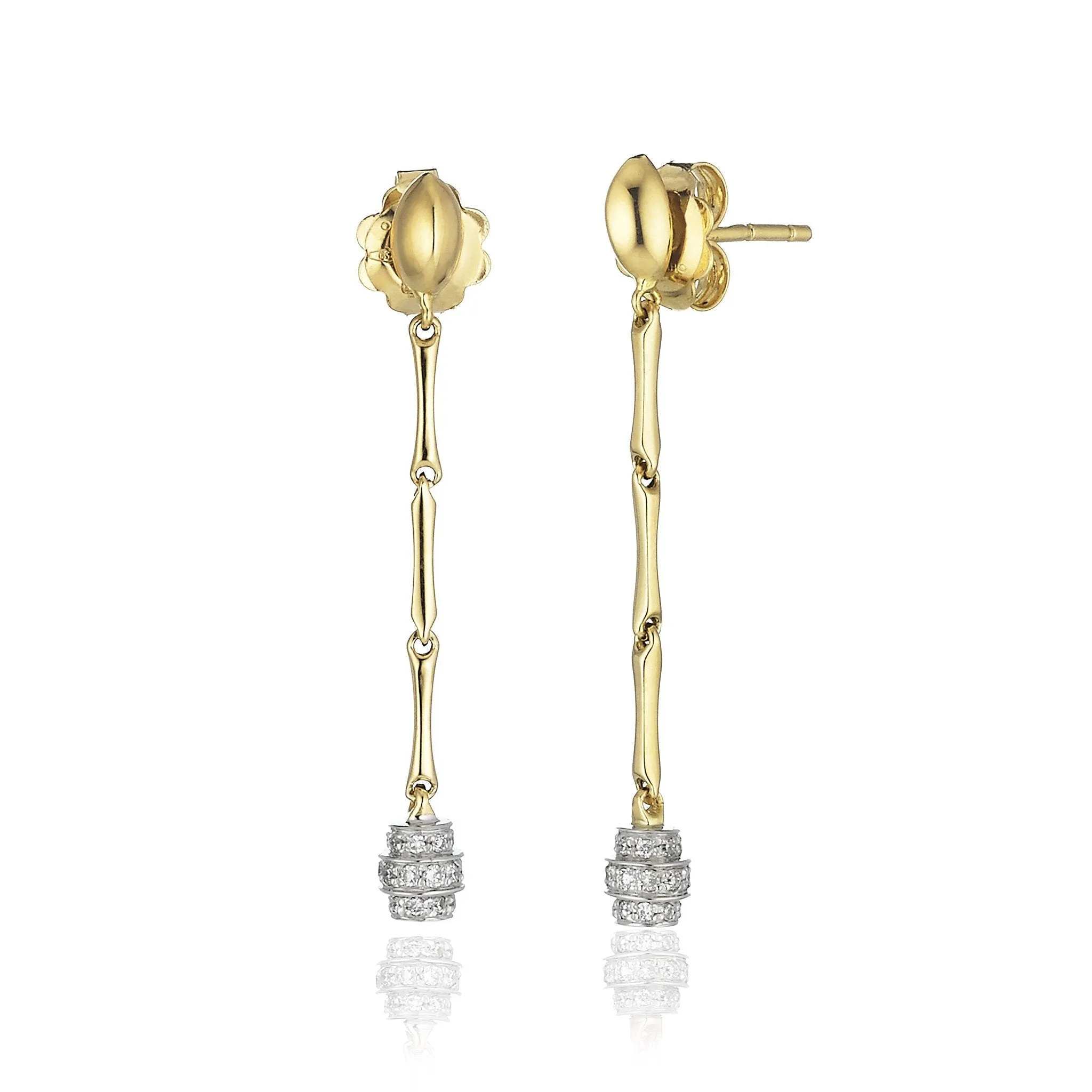 Chimento Jewellery Chimento Bamboo 18ct Yellow Gold 0.20ct Diamond Drop Earrings