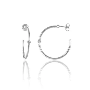 Chimento Jewellery Chimento Bamboo Flirt 18ct White Gold 0.20ct Diamond Hoop Earrings
