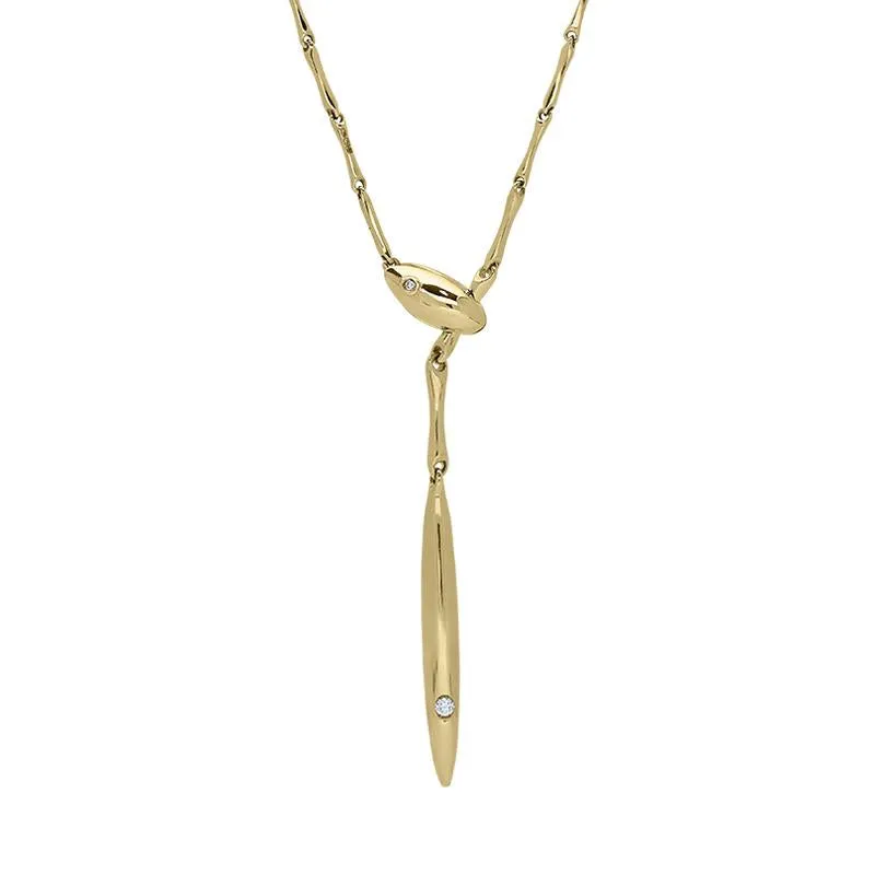 Chimento Jewellery Chimento Bamboo Navette 18ct Yellow Gold Diamond Necklace