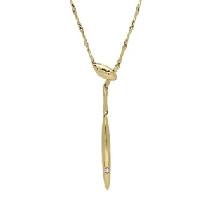 Chimento Jewellery Chimento Bamboo Navette 18ct Yellow Gold Diamond Necklace