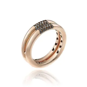 Chimento Jewellery Chimento Bamboo Pure 18ct Rose Gold 0.16ct Brown Diamond Duel Ring