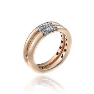 Chimento Jewellery Chimento Bamboo Pure 18ct Rose Gold 0.16ct Diamond Duel Ring